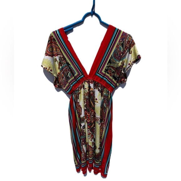 Bailey Blue multi color V front & back top. Size S - Picture 1 of 4